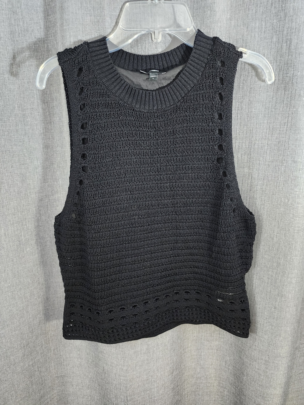 Express Black Crocheted Sleeveless Knit Top